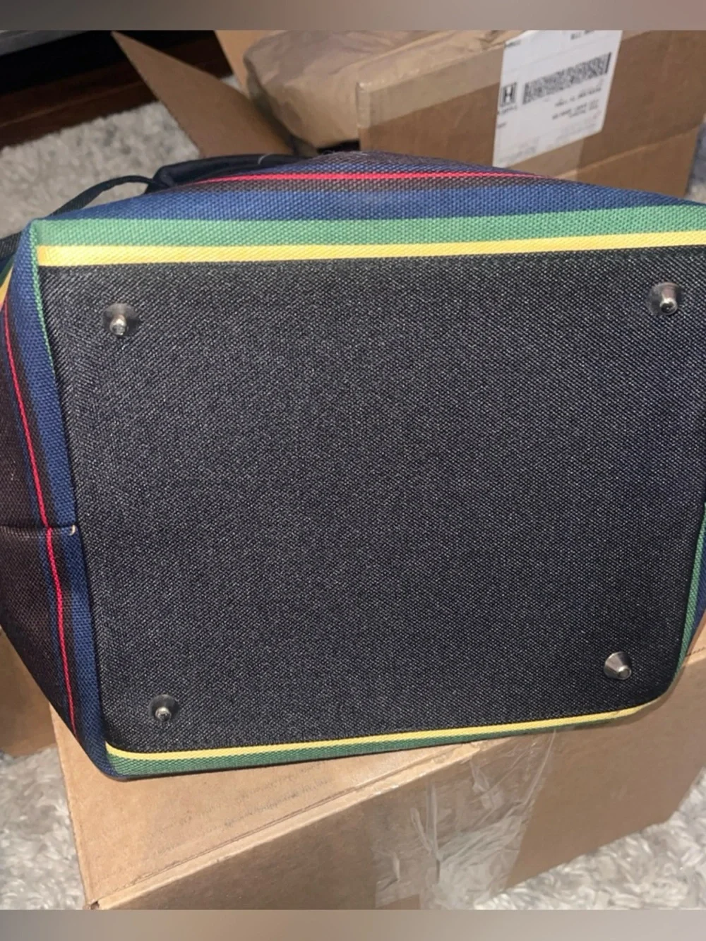 Kate Spade New York Canvas Multicolor Leather Trim Tote Bag Purse - Picture 7 of 11